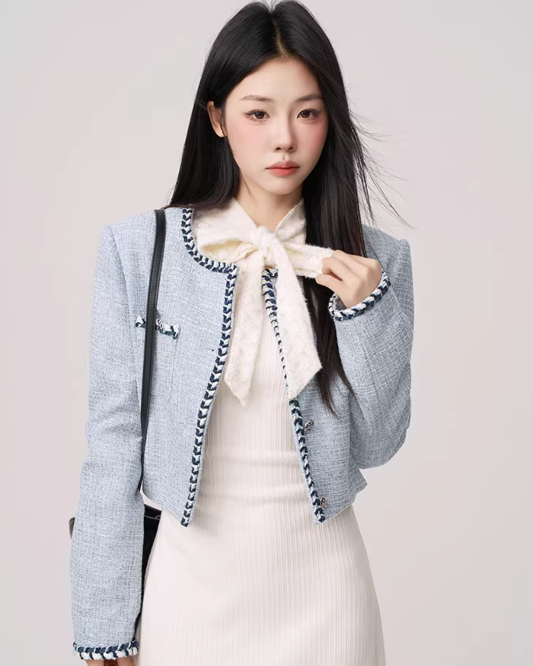 Color Contrast Stitch Tweed Jacket WDB0018