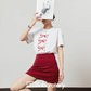 Ribbon Print T-Shirt / A-Line Mini Skirt LLA0486