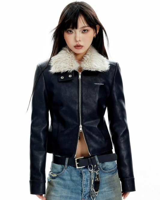 Fur Slim Leather Jacket APA0008