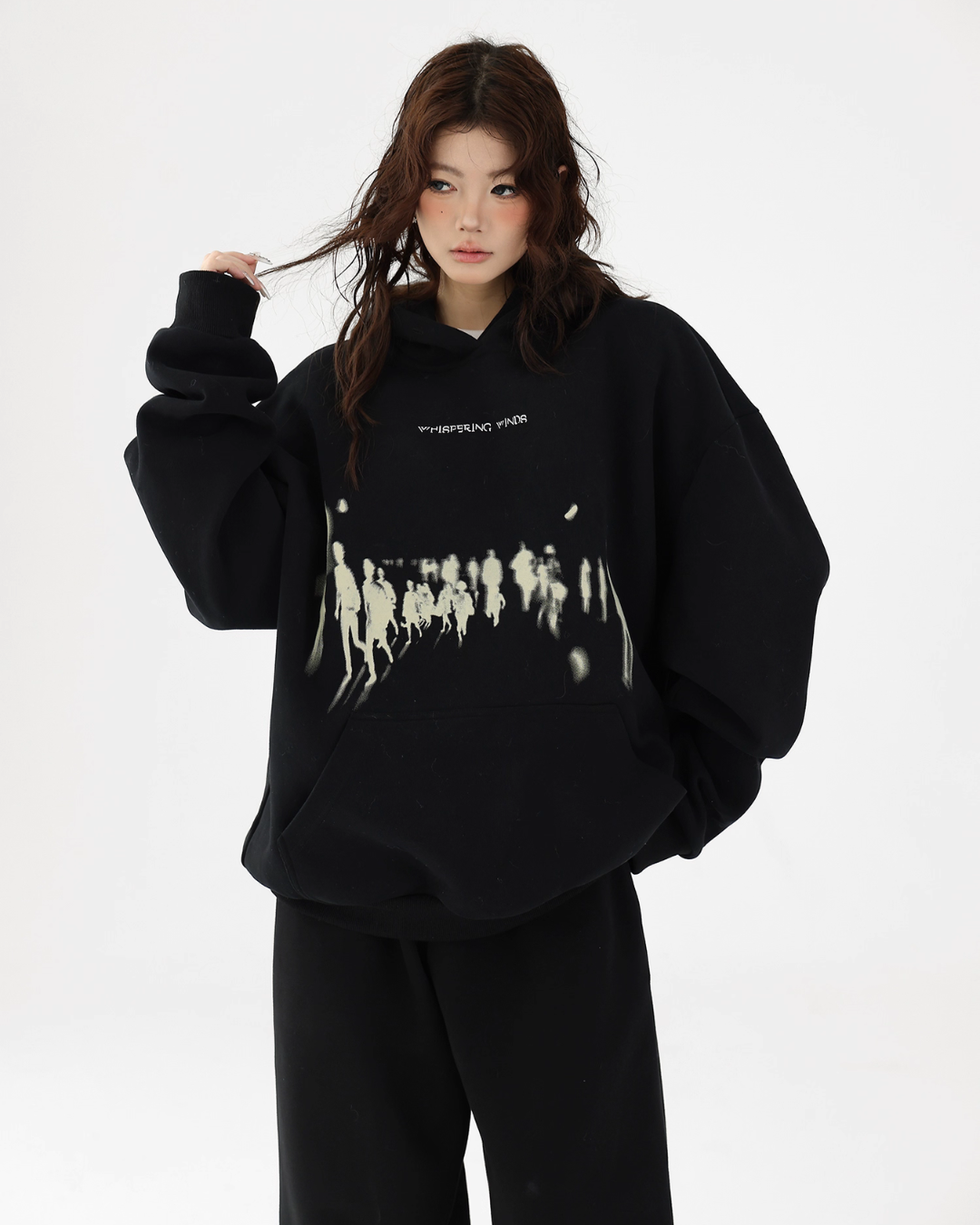 Blurry Figure Print Hoodie ACS0304