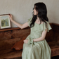 Frill Collar Green Long Dress SMS0012