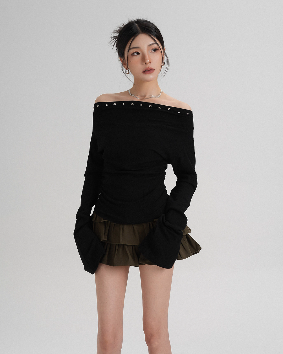 Off-Shoulder Long Sleeve Top SRS0354