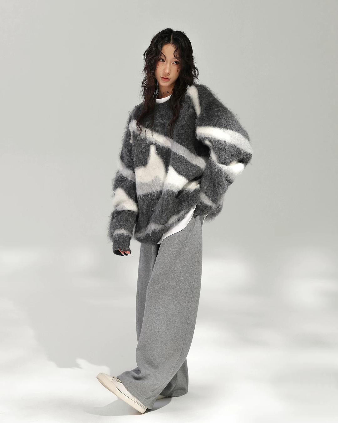 Mohair Jacquard Knit Sweater ACS0387