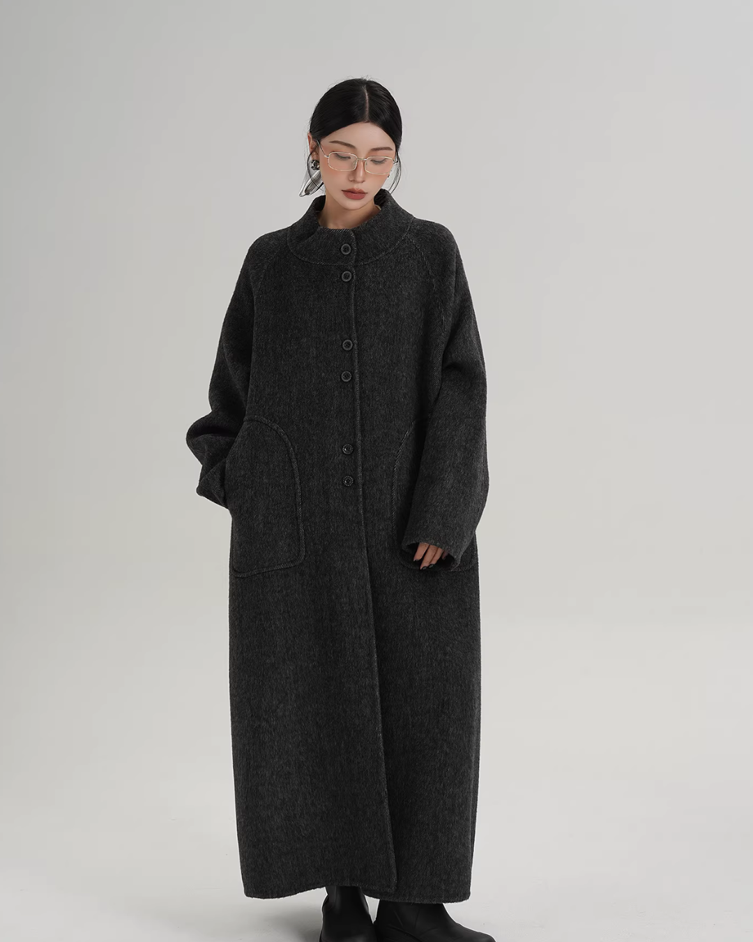Mock Neck Long Coat SRS0407