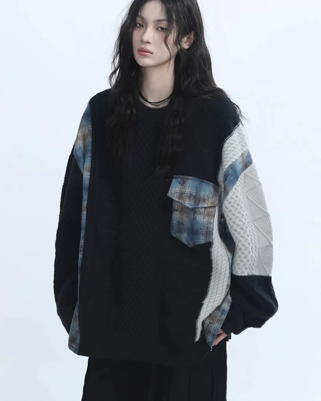 Docking Patchwork Knit Sweater WLS0013
