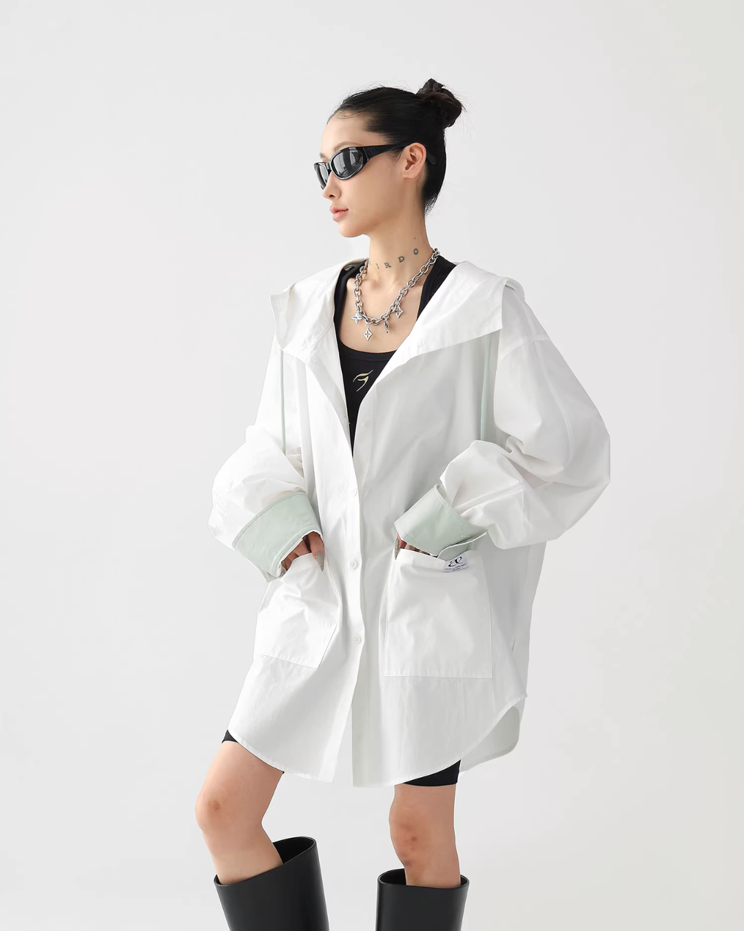 Stripe Hooded Shirt ACS0363