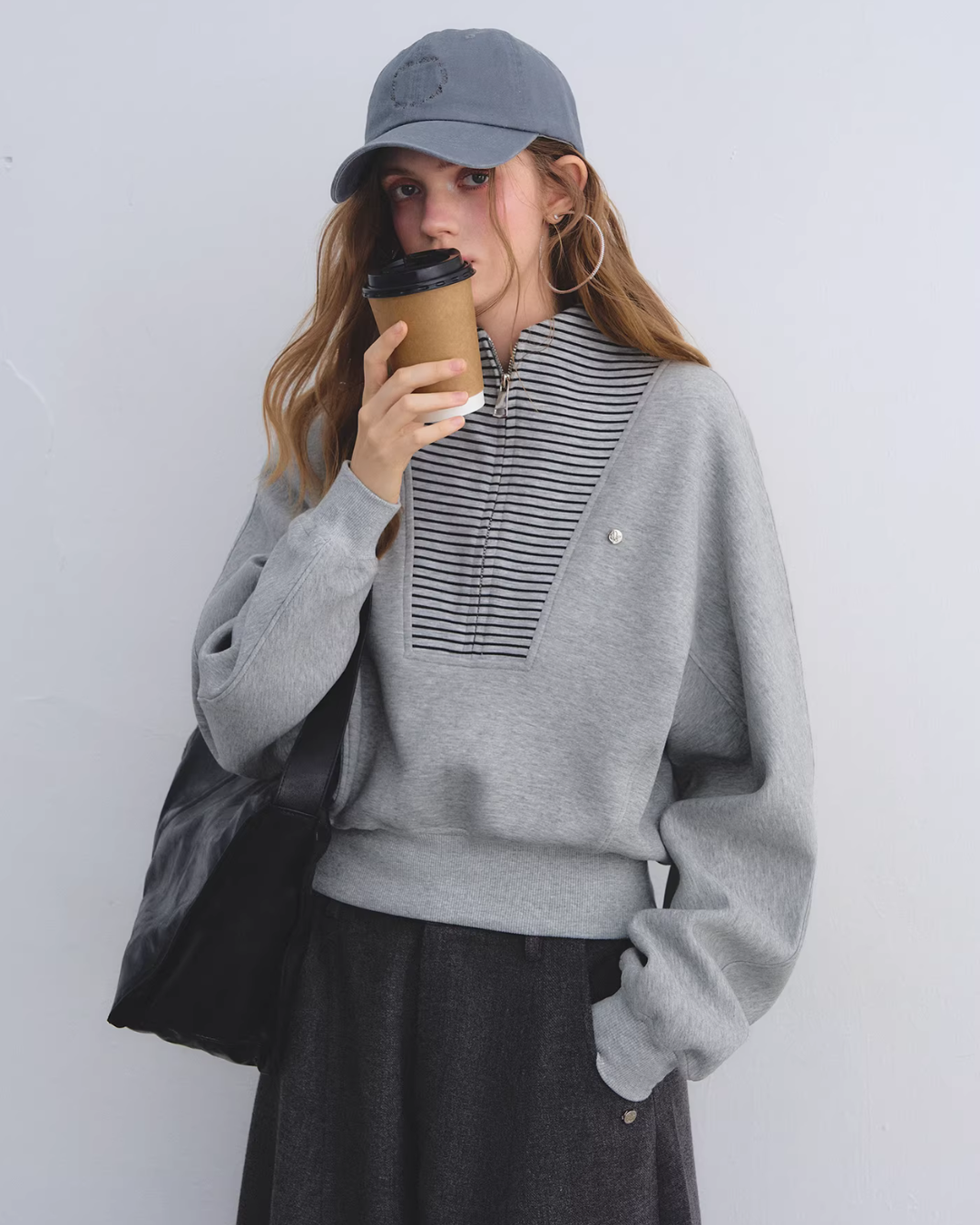 Striped Half-Zip Pullover Hoodie ASG0081