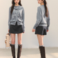 Dog Embroidery Round Neck Knit Cardigan ASG0070