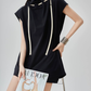 High-Neck Drawstring French Sleeve Top FER0222