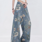 Flower Design Wide Denim Pants ABW0013