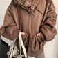 Vintage Leather Faux Fur Jacket YLS1005