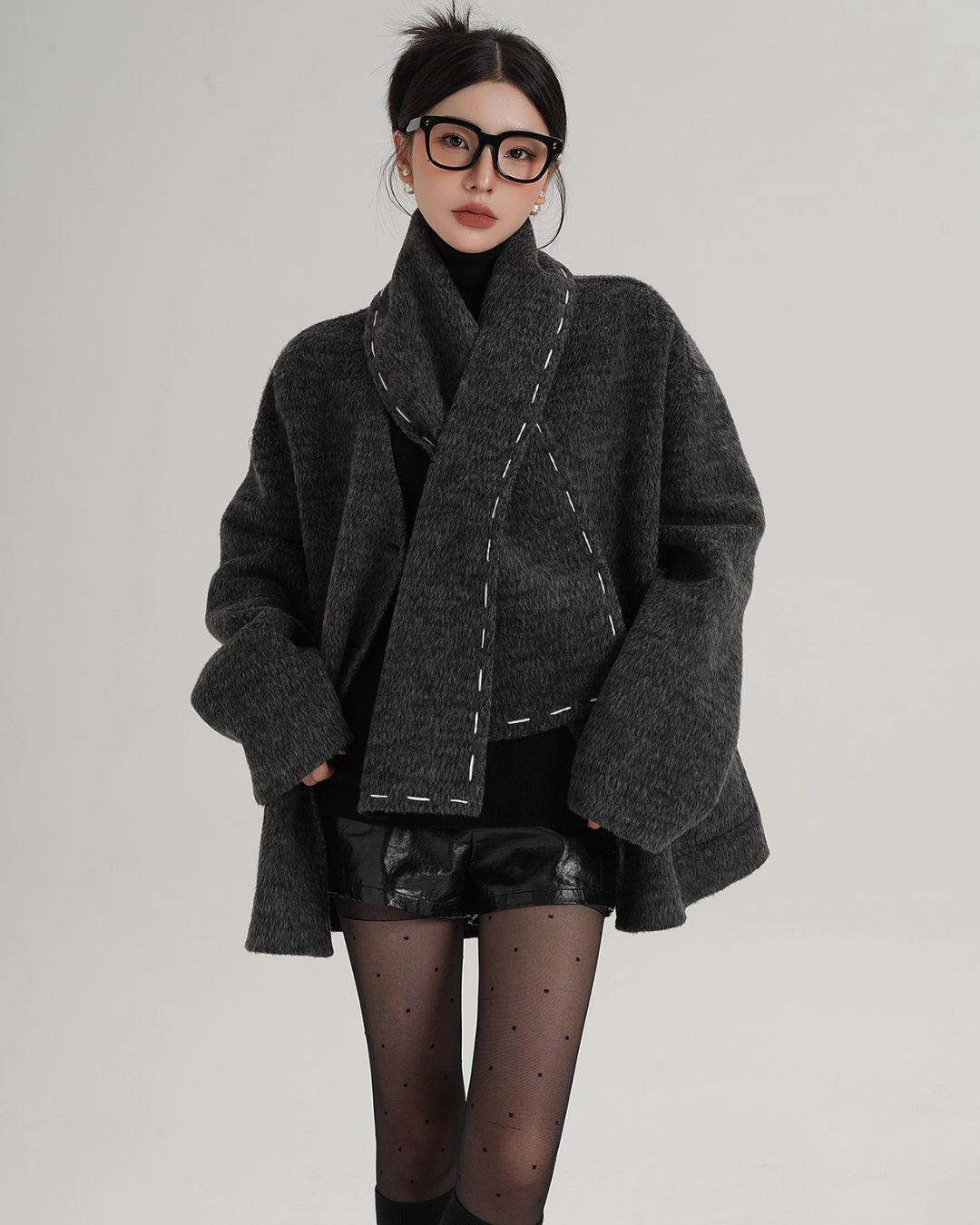Scarf Mid-Length Wool Coat SRS0383