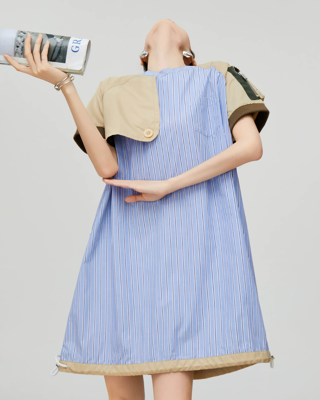 Mixed Material Docking Balloon Dress FER0357