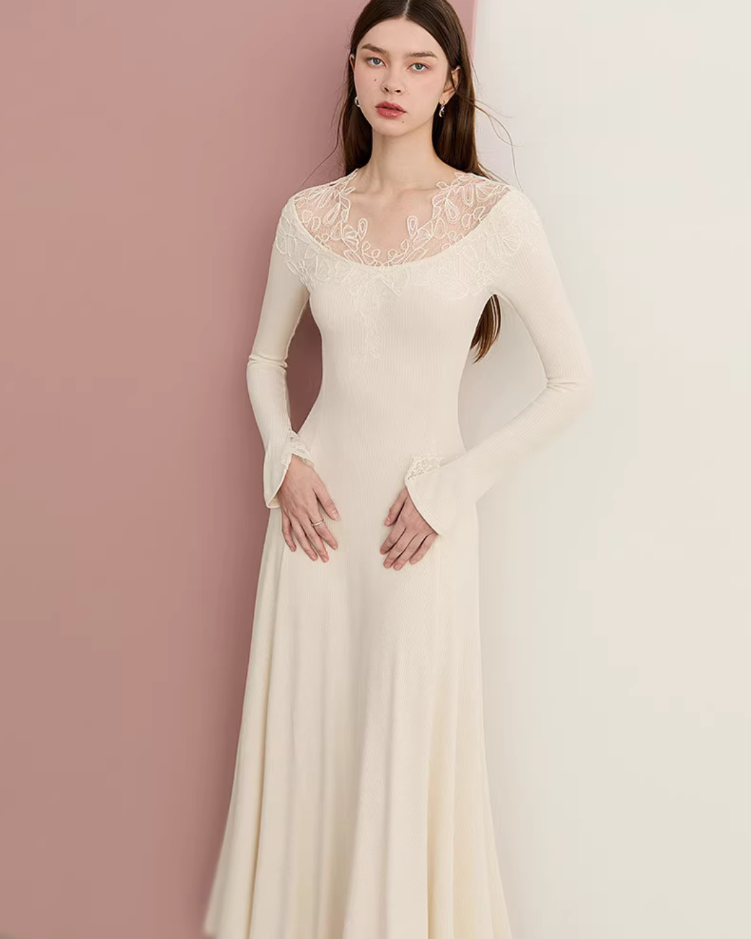 Lace French Long-Sleeve Dress DPY0080