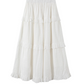 Black Grid Patchwork Lace Shirt / White Hollow Cake Long Skirt WEO0067