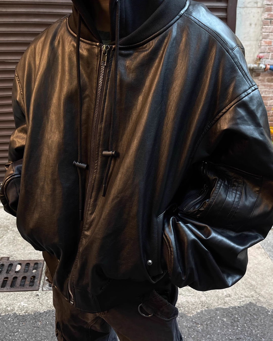 Hood Leather Cotton Jacket FLG0006