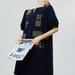 Cat Embroidery Key Neck Dress FER0221