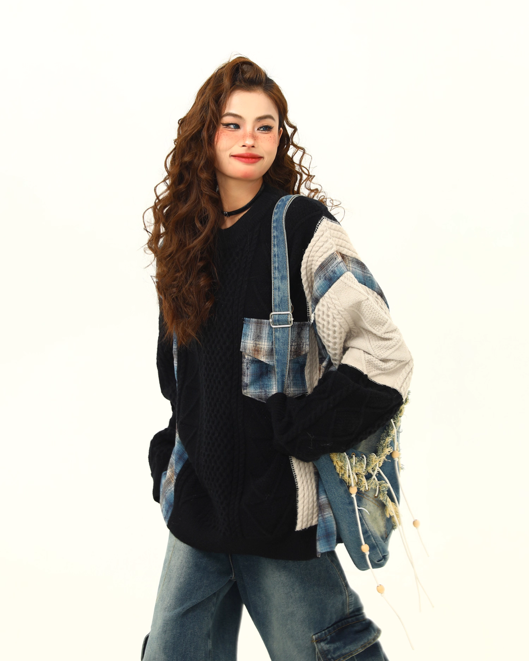 Street Patchwork Design Knit WDZ0041