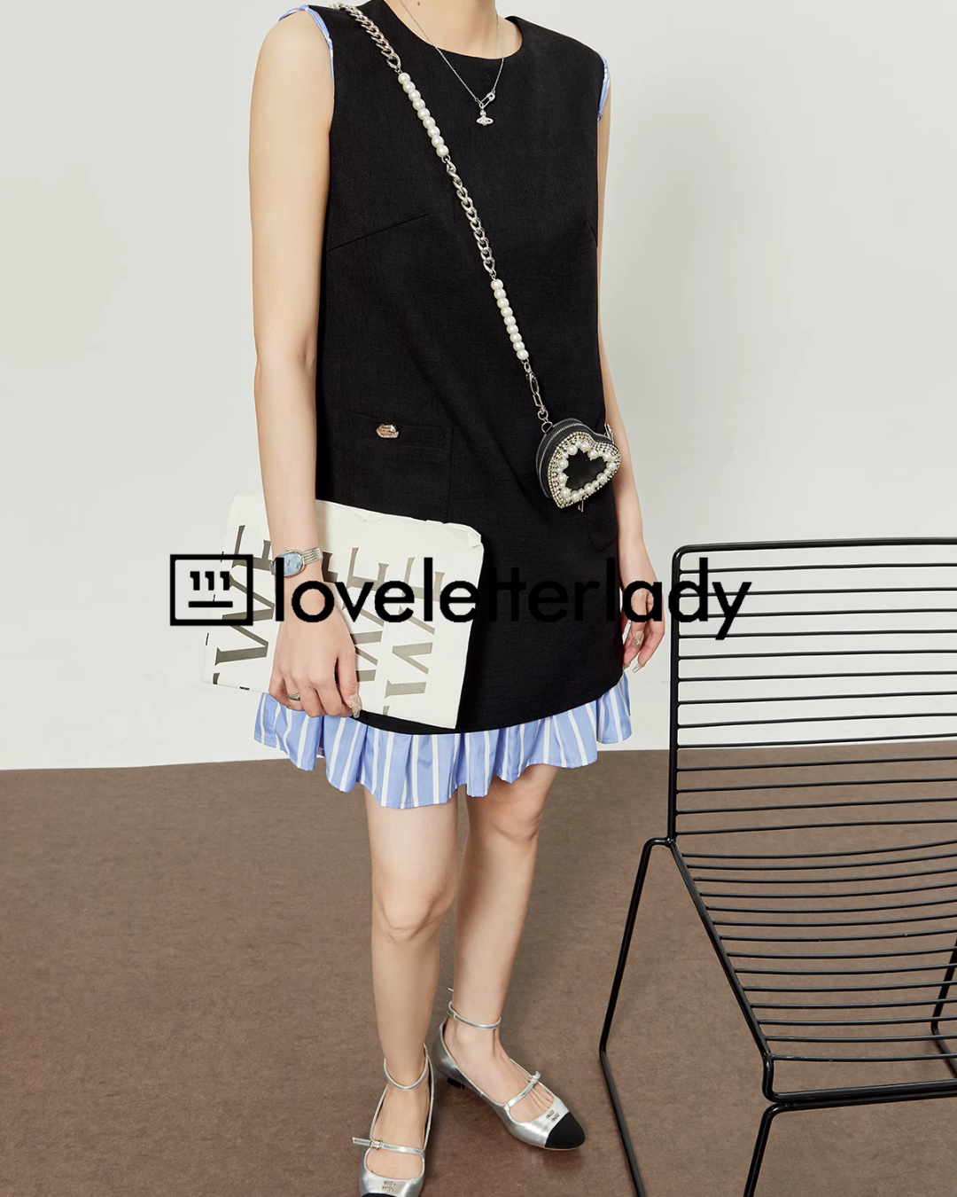 Black & Blue Stripe Dress LLA0142