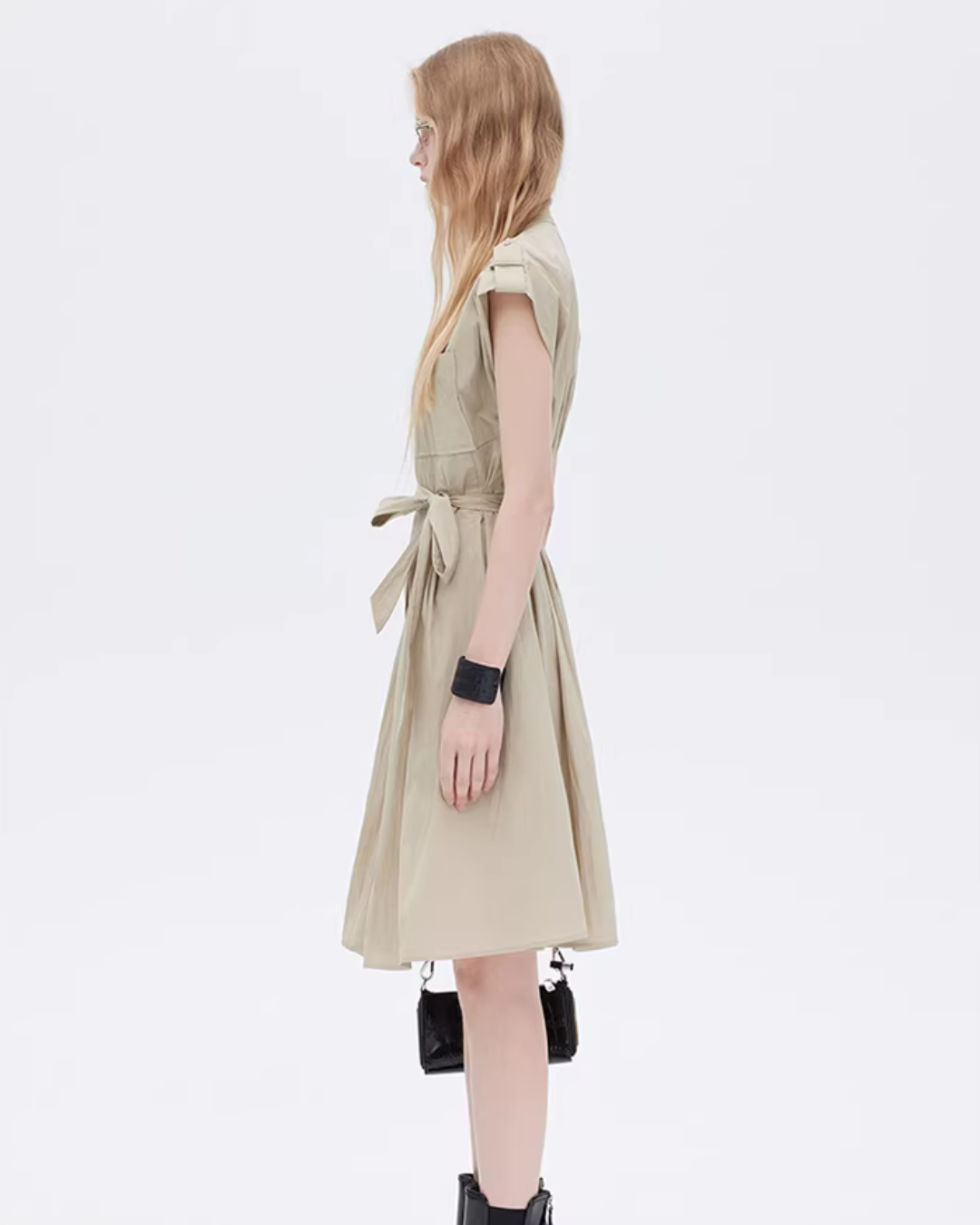 Flap Pocket French Sleeve Shirt Dress SHN0037