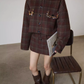 Retro Plaid Collarless Jacket / Mini Skirt SUY0019