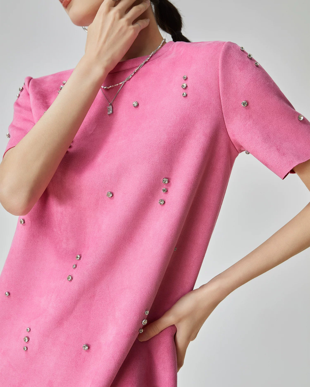 Rhinestone Fake Suede Dress FER0123