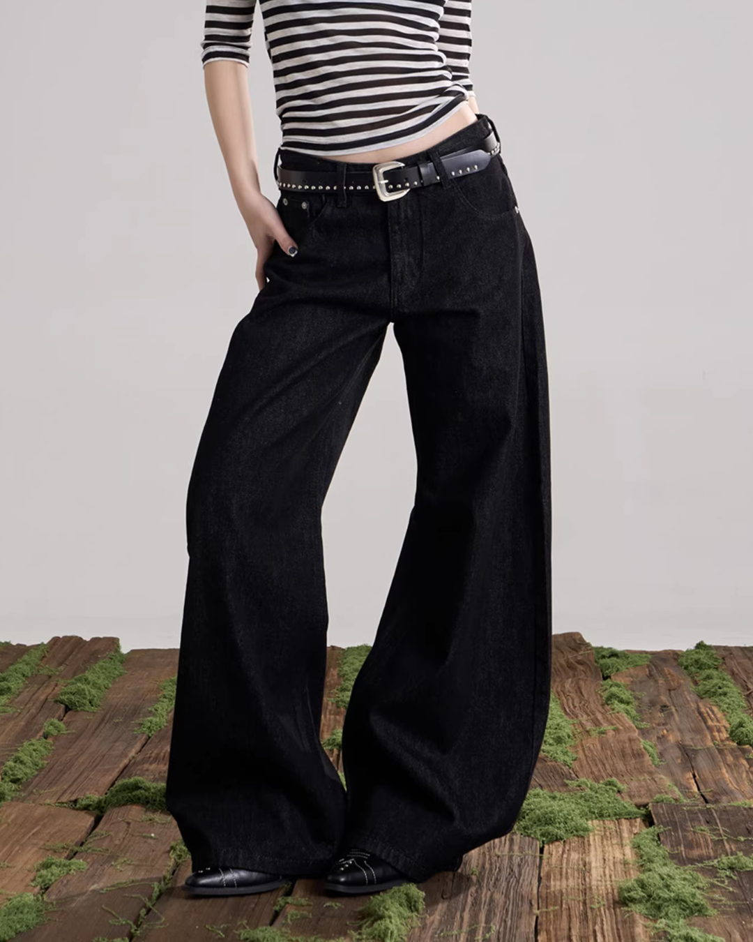 Back Logo Wide Denim Pants ONP0004