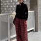 Plaid Straight Wide Pants SXI0011