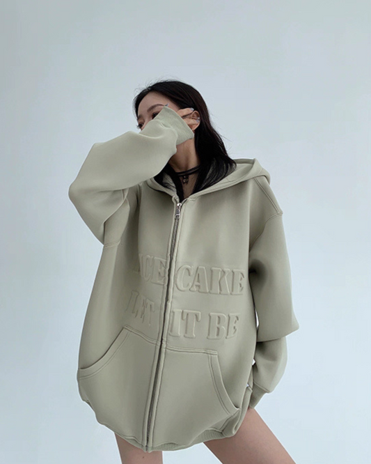Embossed Logo Zip Hoodie YLS0910