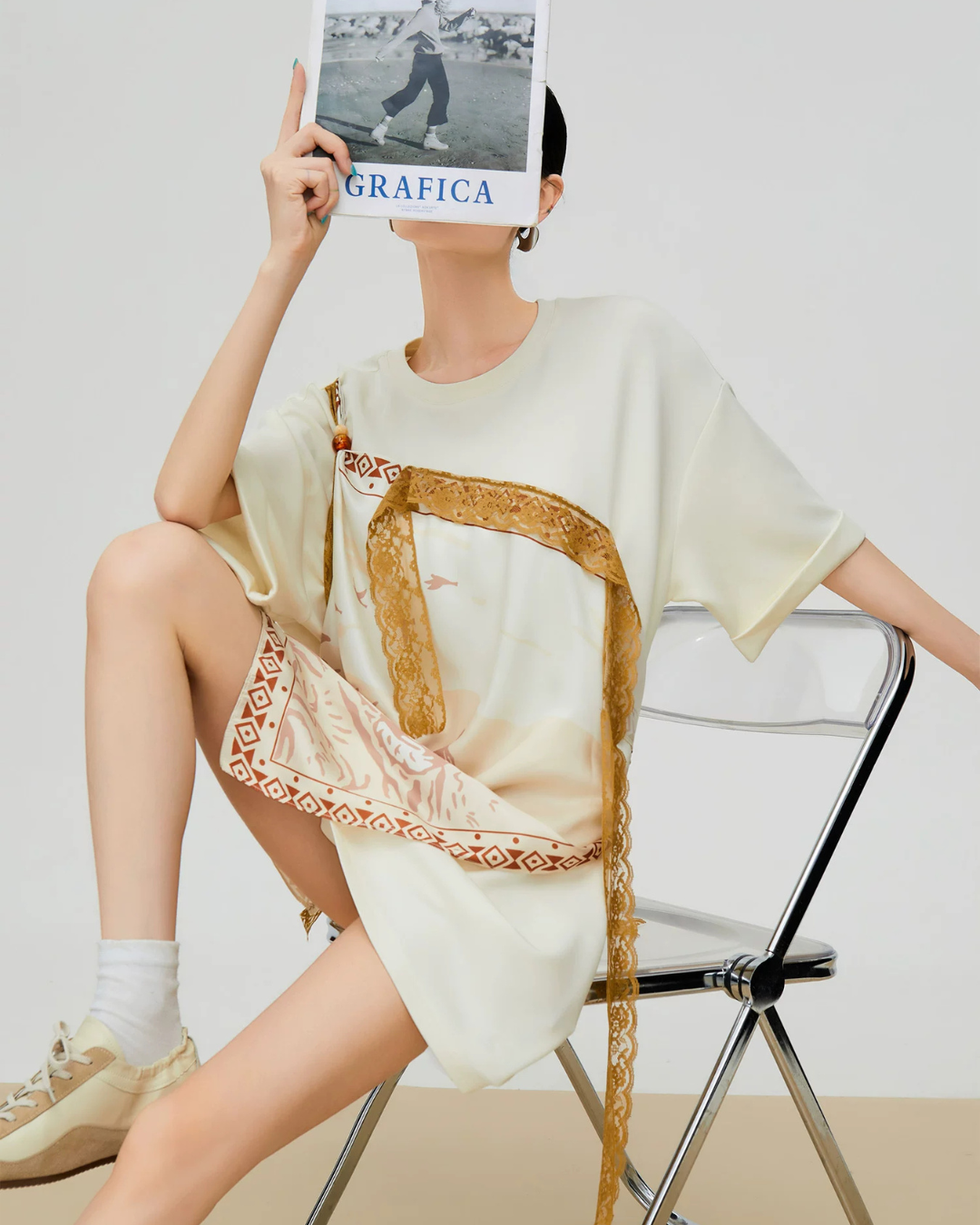 Horse-Handle Scarf Layered Dress FER0295