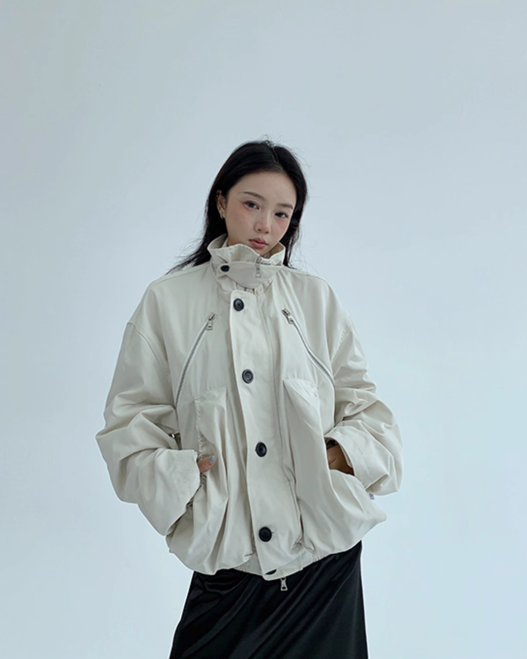 Stand Collar Balloon Sleeve Jacket YLS0921