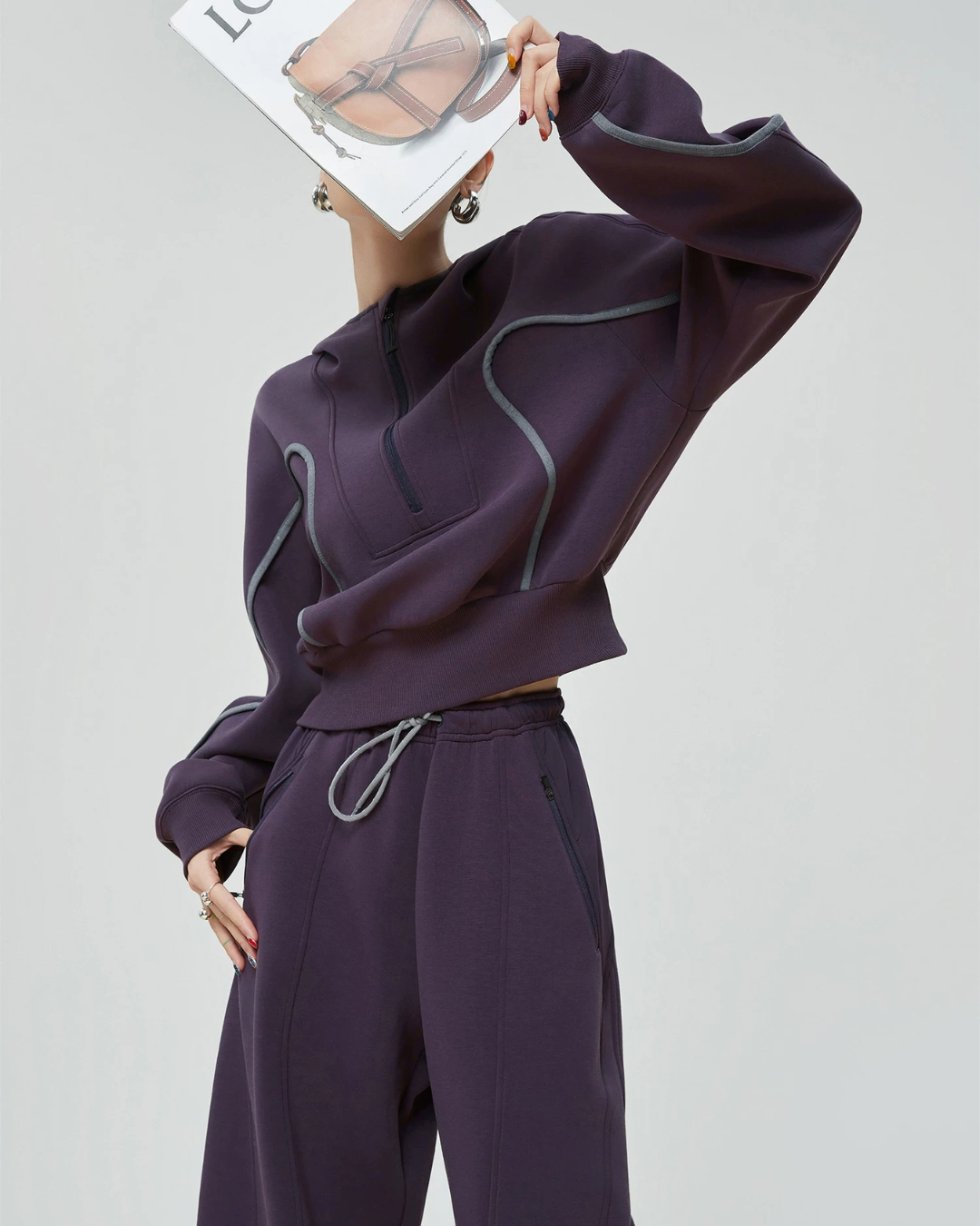 Half-Zip Sailor Collar Tops / Wide Sweatpants FER0383