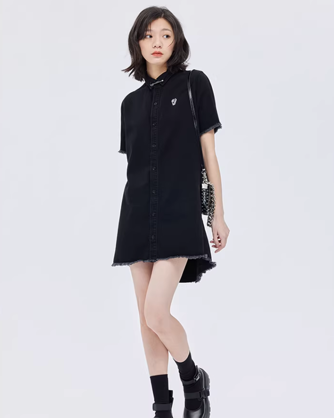 Polo Collar Embroidered Shirt Dress SHN0005