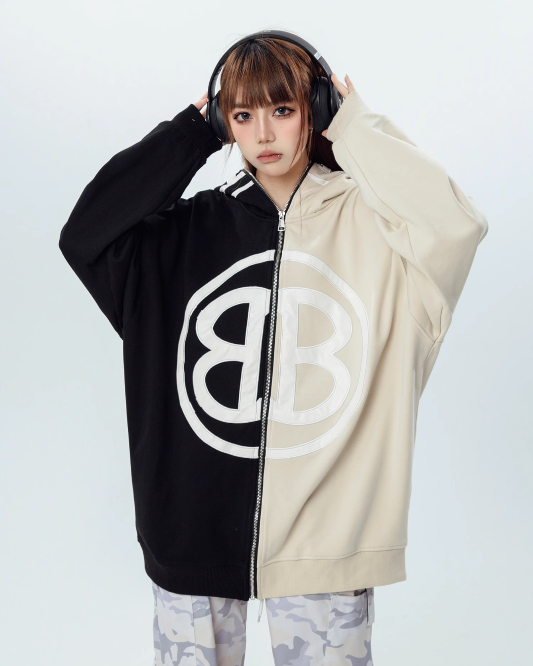 Bicolor Zip Hoodie AXN0011