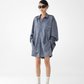Dark Blue Drape Shirt / Waide Long Pants  ACS0264