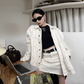 Loose Damaged Jacket / Trapezoidal Mini Skirt VCY0062