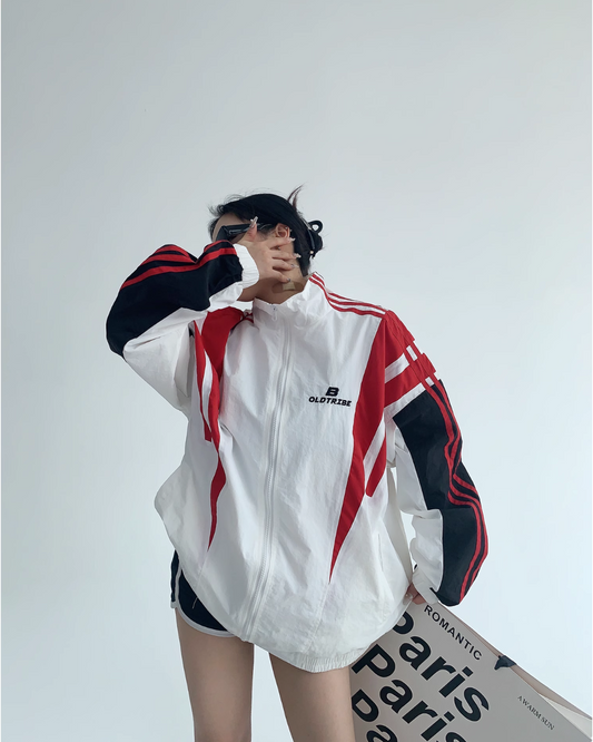 Color Block Stand Collar Jacket YLS0475