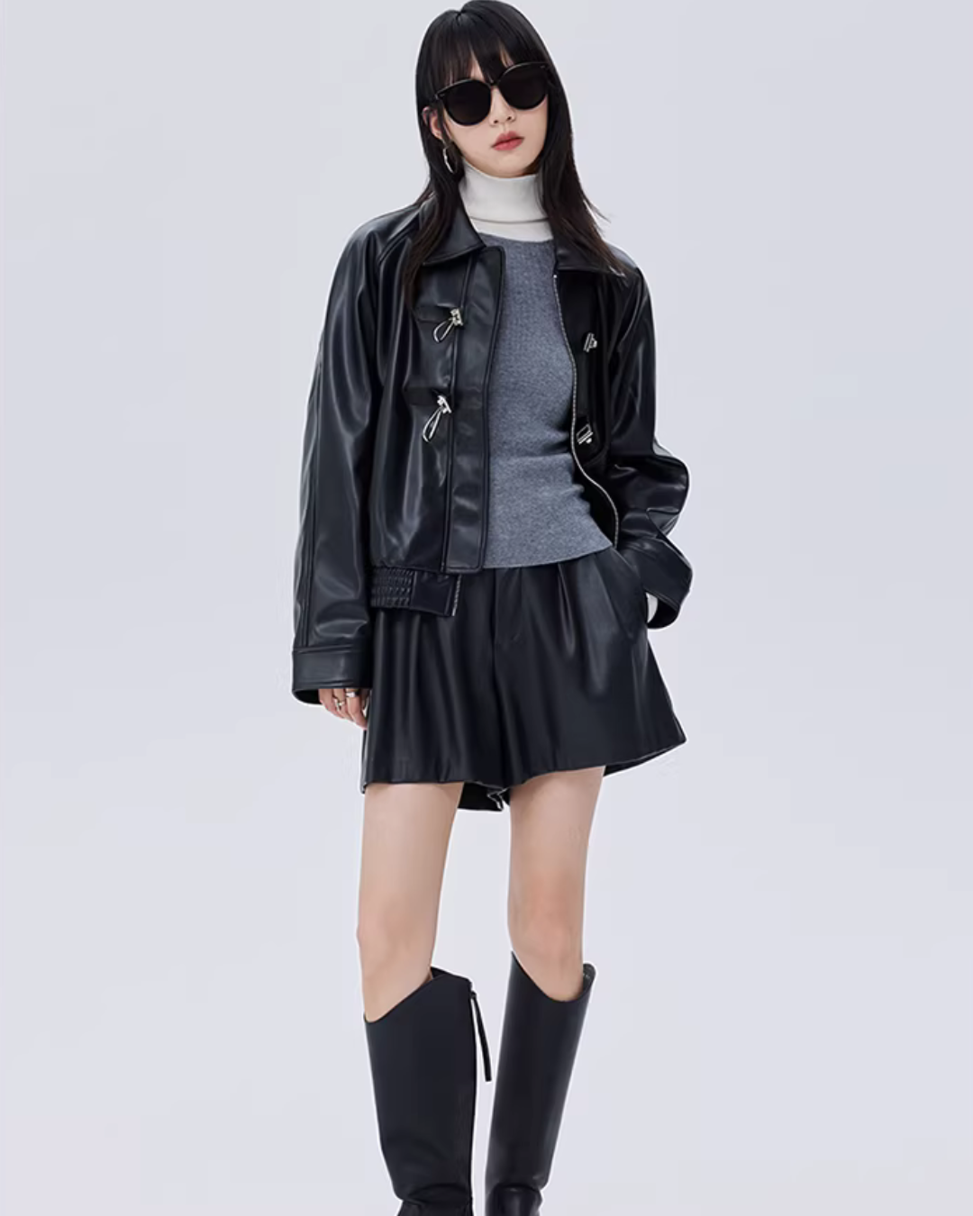 Silver Buckle Leather Jacket SHN0024