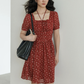 Square Neck Flower Mini Dress VAS0195