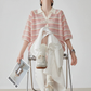 Sheer Border Pattern Polo Sweater FER0351