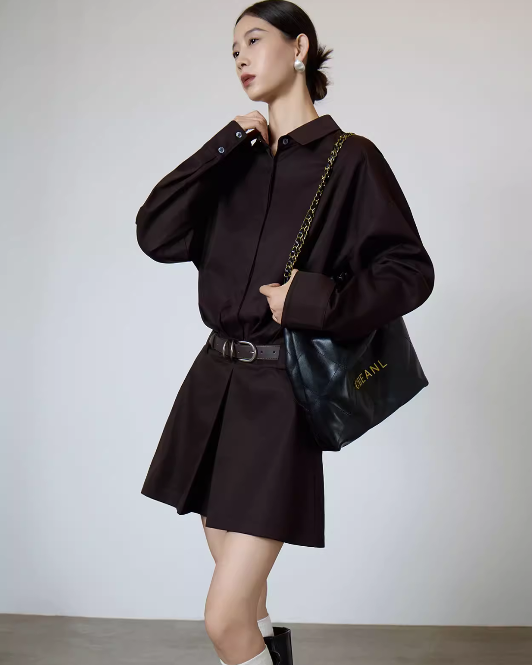 Vintage Brown Shirt Dress SUY0027