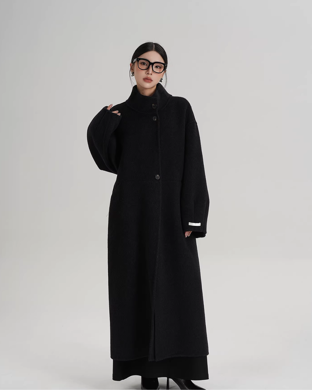 Mock Neck Long Coat SRS0413