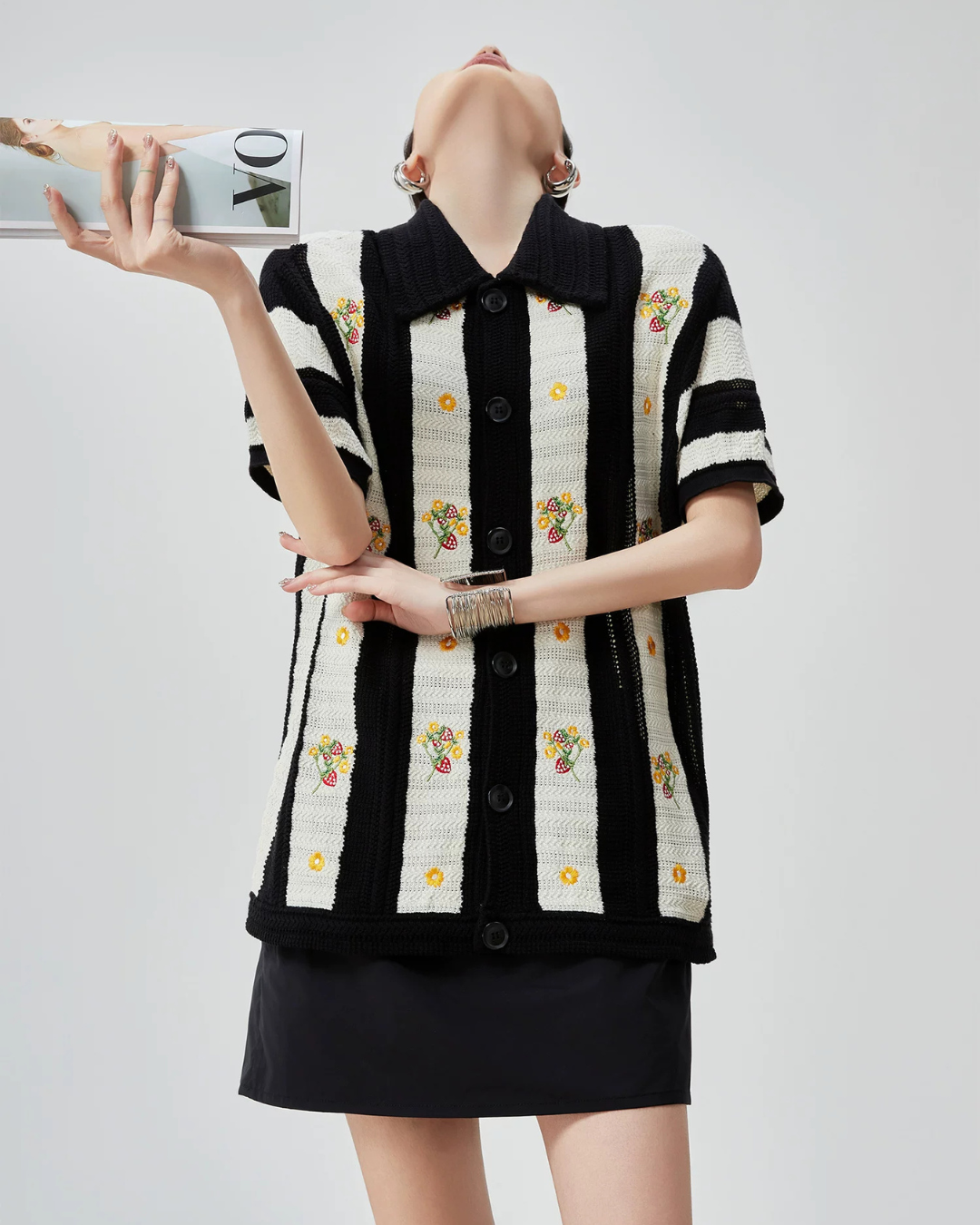 Retro Short-Sleeve Knit Shirt FER0145