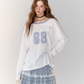 Number Logo Long Sleeve Top / Plaid Maxi Skirt  ASG0002