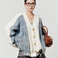 V-Neck Denim Docking Knit Cardigan LLA0645
