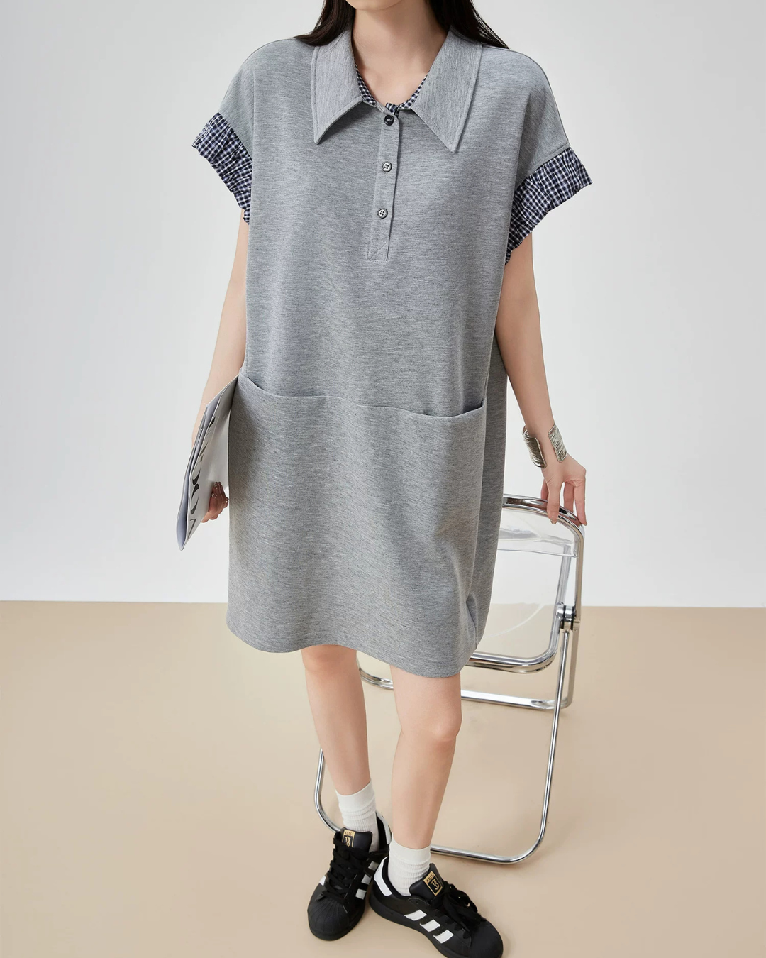 Gingham Check Polo Sweat Dress FER0206