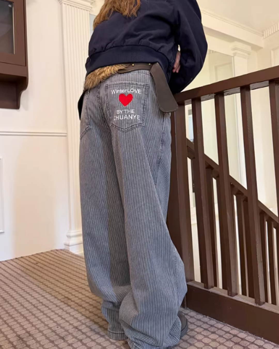 Pinstripe Wide Denim Pants CYE0100