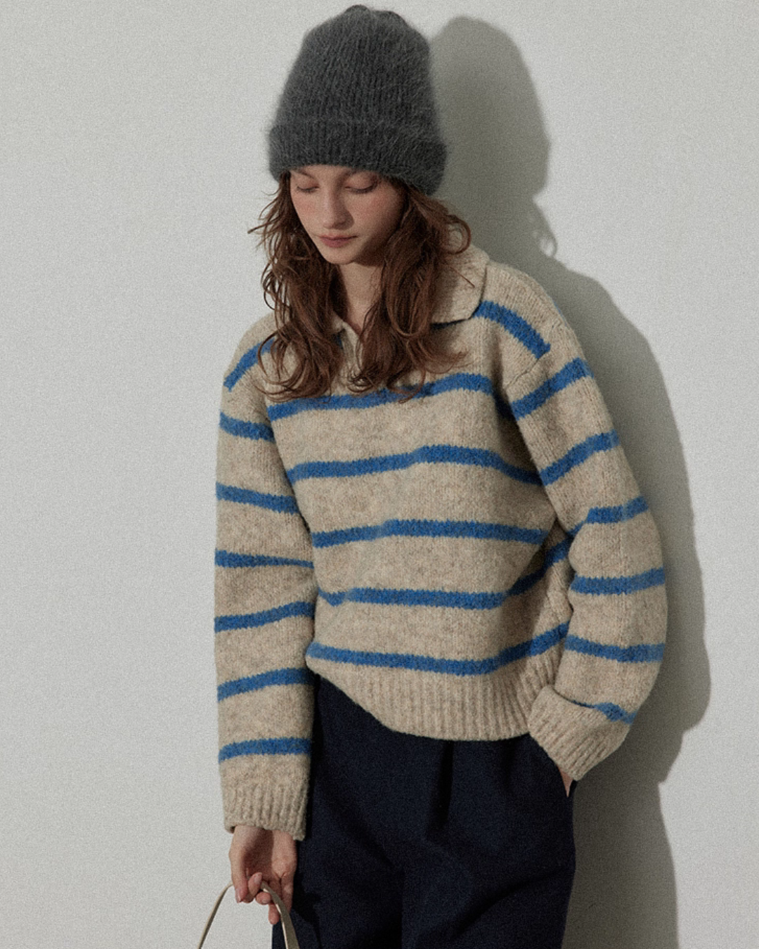 Border Polo Knit Top RLZ0005