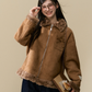 Faux Mouton Coat/Wide Denim Pants ELS0016