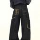 Retro Curve Wide Denim Pants WDZ0030